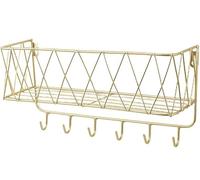 YSOLDA Support mural pour courrier et clés - Avec 6 crochets - Porte-lettres décoratif - Trieur de lettres - Pour entrée, couloir, chambre à coucher (doré)