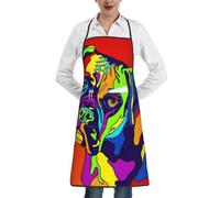 YsoLda Tabliers de cuisine, tablier de cuisine avec poches, tablier de chef imperméable, tabliers à bavette réglables,Chien Boxer multicolore