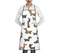 YsoLda Tabliers de cuisine, tablier de cuisine avec poches, tablier de chef imperméable, tabliers à bavette réglables,Teckel