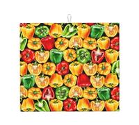 YsoLda Tapis de séchage de Cuisine, Tapis de Drainage de la Vaisselle, Support à Vaisselle Super Absorbant Rapide 41x46cm, Aquarelle poivron
