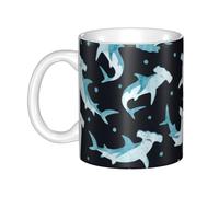 YsoLda Tasse, tasse en céramique tasse à café tasse à thé adaptée au bureau de restaurant de cuisine 330 ml,Requin marteau aquarelle
