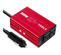 YSOLX Onduleur de voiture 300 W DC 12 V à 110 V AC, prise adaptateur de prise de voiture avec double USB 4,2 A et 2 prises CA, chargeur de voiture pour ordinateur portable