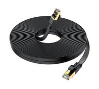 YSONG Câble Ethernet Cat 8 10m Plat, Cable RJ45 Plaqué Or, Haute Vitesse 40 Gbit/s, 2000 MHz, Pour Routeur/PC/Jeux/Modem, Plus Rapide que Cat7/Cat6/Cat5