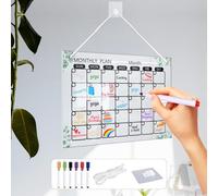 YSOOUA Calendrier hebdomadaire en acrylique - 30 x 20 cm - À suspendre - Avec 1 crochet + 6 marqueurs + 1 corde de suspension - Pour la planification des menus et le tableau mémo - Liste de choses à