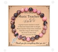 Yspokfay Bracelet note de musique en pierre naturelle avec breloque note de musique, cadeau pour les amateurs de musique