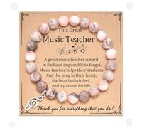 Yspokfay Bracelet note de musique en pierre naturelle avec breloque note de musique, cadeau pour les amateurs de musique