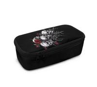 Yspwyqan Belle trousse à crayons pour fournitures scolaires avec fermeture éclair en polyester doux pour adolescents, filles, garçons, adultes, Tête de mort rose., Taille unique, Cartable