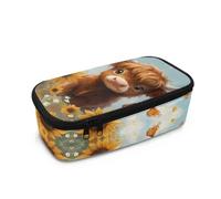 Yspwyqan Grande pochette de rangement portable avec anneau de suspension multi-fentes pour l'école, les étudiants, les garçons, les adolescents, les enfants et les tout-petits, Highland Cow Baby