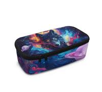 Yspwyqan Grande trousse de rangement portable à large ouverture pour filles et garçons pour l'école, les étudiants, les garçons, les adolescents, les tout-petits, Imprimé loup cool, Taille unique
