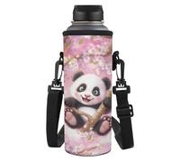 Yspwyqan Porte-bouteille d'eau avec bandoulière douce et bandoulière rembourrée en polyester de 1,2 l - Léger - Cadeau idéal pour vos amis, épouse, parents et personnes âgées, Panda Cherry Blossom, M