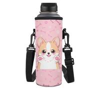 Yspwyqan Porte-bouteille d'eau isotherme avec sangle - Sac à bandoulière pour homme et femme - Pour randonnée, camping, voyage, rentrée scolaire, Adorable corgi., M