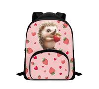 Yspwyqan Sac à dos léger et réglable pour enfants de 3 à 8 ans, Hérisson Fraise, taille unique