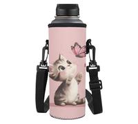 Yspwyqan Sac de transport pour bouteille d'eau avec bandoulière rembourrée de 1,2 l - Doux et confortable - Léger - Cadeau idéal pour vos amis, épouse, parents et personnes âgées, Chat Papillon., M