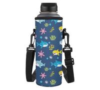 Yspwyqan Sac de transport pour bouteille d'eau avec bandoulière rembourrée de 1,2 l - Doux et confortable - Léger - Cadeau idéal pour vos amis, épouse, parents et personnes âgées, Requin de dessin