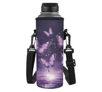 Yspwyqan Sac de transport pour bouteille d'eau avec bandoulière rembourrée de 1,2 l - Doux et confortable - Léger - Cadeau idéal pour vos amis, épouse, parents et personnes âgées, Papillon violet, M