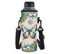 Yspwyqan Sac de transport pour bouteille d'eau de 100 ml avec bandoulière amovible pour l'école, le travail, la marche, la course, la randonnée, la gym, le cyclisme, Mandala Papillon, M