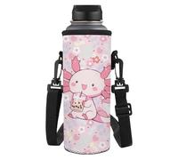Yspwyqan Sac de transport pour bouteille d'eau de 100 ml avec bandoulière amovible pour l'école, le travail, la marche, la course, la randonnée, la gym, le cyclisme, Thé au lait axolotl, M