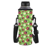 Yspwyqan Sac de transport pour bouteille d'eau, housse isotherme en polyester avec bandoulière douce et confortable, pour bouteilles en acier inoxydable/verre/plastique, Ladybug Daisy, M