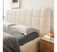YSPZDQ Housse Tete de Lit Élastique Anti-poussière Velours, Housse de Protection Lavable Universelle Tout Compris pour Décoration & Rénovation de la Chambre(Off-White,180 cm)