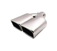 YSQIFBABD Embout De Silencieux Arrière Universel À Double Sortie Embout Carré Entrée De Silencieux Embout D'échappement De 60 Mm Tuyau d'échappement Voiture(Silver Straight)