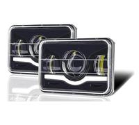 YSQOJF Bloc Optique Pour GMC 12V 24V 4x6 Pouces Phares LED H4 Lampe Travail Carré Remplacement Ensemble D'Éclairage Gauche Droite(2 pcs)