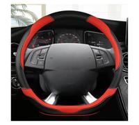 YSQOJF Couvre Volant Voiture pour Citroen DS3 DS4 DS5 DS5 DS 5LS DS6 DS7 DS9 Housse Volant Voiture en Cuir Et Fibre Carbone en Forme De D 38 Cm Accessoires Automobiles Voiture Caches Volant(Rouge)