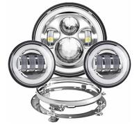 YSQOJF Led Phare Rond Pour Touring Pour Electra Glide Pour Road King Pour Street Glide Phare LED 7 Pouces Feux Antibrouillard 4,5 Pouces phares moto à LED(Silver set with DRL2)