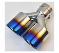 YSQOJF Tube D'extrémité Silencieux Embout De Silencieux De Voiture Universel en Acier Inoxydable Double Tuyau D'échappement Bleu À Bord Plat Double Brillant Gorge Queue(60-89mm)