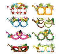 Ysqool Luau Lot de 8 lunettes de soleil en papier hawaïen amusantes pour fête d'anniversaire sur le thème de la plage (hawaïenne), standard