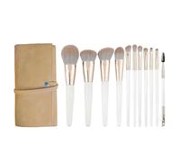 YsRoad Beauty Kit Artiste -11 pcs Pinceaux de Maquillage Cosmétiques Professionnels, avec Sac en Cuir PU Enroulable, Manche en Bois