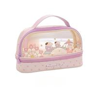 YsRoad Trousse-2 Couches, Transparente, Portable, Dessin Animé, Grande Capacité Trousse à Crayons, Boîte de Fournitures, Pochette de Rangement