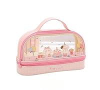 YsRoad Trousse-2 Couches, Transparente, Portable, Dessin Animé, Grande Capacité Trousse à Crayons, Boîte de Fournitures, Pochette de Rangement