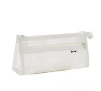 YsRoad Trousse, Sac de Rangement - 2 Couches, Maille Transparente, Sac à Crayons Portable, Boîte de Papeterie, Organisateur2-blanc