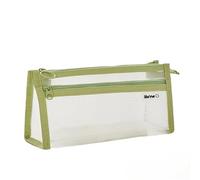 YsRoad Trousse, Sac de Rangement - 2 Couches, Maille Transparente, Sac à Crayons Portable, Boîte de Papeterie, Organisateur5-vert