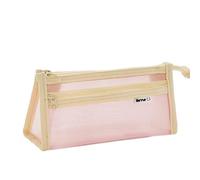 YsRoad Trousse, Sac de Rangement - 2 Couches, Maille Transparente, Sac à Crayons Portable, Boîte de Papeterie, Organisateur3-Rose
