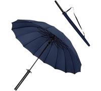 ysrpoud Parapluie japonais avec poignée d'épée de samouraï - Long parapluie japonais - 16 os - Coupe-vent et imperméable - Pour homme et femme, bleu, L