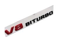 YSRWTBBA Chrome Mat Brillant Noir Rouge V8 BITURBO V8BITURBO Lettres Badges emblèmes Autocollant Facile à Installer, il Suffit de peler et Coller.(Red and Black)