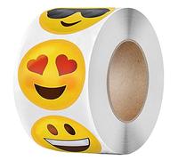YSSMAO 500 pcs/Rouleau Sticker Visage Smiley pour Enfants Récompense Autocollant Jaune Dots Étiquettes Happy Smile Sourire Face Sticker Sticker Cadeau