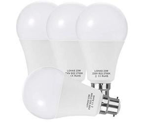 YSSMAO B22 LED Ampoules Ampoules 23W A65 Bayonet 200w équivalent Super Lumineux 2500lm Économie d'économie d'énergie 4pack,Warm White 2700k