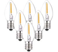 YSSMAO C7 Ampoules à LED 0,5 Watts LED Filament Night Blight Bulb Clear Glass Bougeoirs Bulbes Chaudes Blanc Chaud 2700k pour ficelles 6pcs,E12 110v