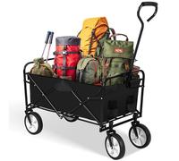 YSSOA Chariot de Jardin Pliable Pro avec Roues pivotantes à 360 degrés et poignée réglable, capacité de Charge de 100 kg, Noir