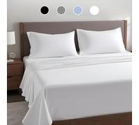 YSSOA Parure de lit 4 pièces rafraîchissante, Respirante et Super Douce avec Poches Profondes jusqu'à 38,1 cm, Facile à Installer, résistante aux Plis, à la décoloration et aux Taches, Blanc, Version