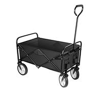 YSSOA Chariot de Jardin Pliable à roulettes avec Roues pivotantes à 360 degrés et poignée réglable, Noir, capacité de Poids de 99,8 kg