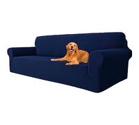 YSTELLAA Housse Canapé Extensible 4 Places, Housse de Canapé avec Accoudoirs, Super élastique Housse Canape pour Chiens et Chats Animaux Antisalissure (Bleu Foncé, Canapé Largeur 233cm-293cm)
