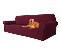YSTELLAA Housse Canapé Extensible 4 Places, Housse de Canapé avec Accoudoirs, Super élastique Housse Canape pour Chiens et Chats Animaux Antisalissure (Bordeaux, Canapé Largeur 233cm-293cm)
