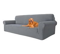 YSTELLAA Housse Canapé Extensible 4 Places, Housse de Canapé avec Accoudoirs, Super élastique Housse Canape pour Chiens et Chats Animaux Antisalissure (Gris Clair, Canapé Largeur 233cm-293cm)