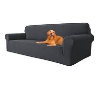 YSTELLAA Housse Canapé Extensible 4 Places, Housse de Canapé avec Accoudoirs, Super élastique Housse Canape pour Chiens et Chats Animaux Antisalissure (Gris Foncé, Canapé Largeur 233cm-293cm)