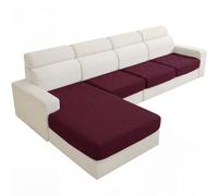 YSTELLAA Housse Coussin Canapé Extensible, 1 Place*3+Chaise Longue | Bordeaux, Housse Assise Canapé Antidérapante, Protection Meubles Couvre pour Canape, Chaise Longue