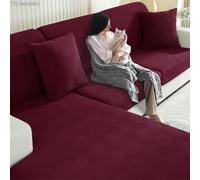 YSTELLAA Housse Coussin Canapé Extensible, 3 Places | Bordeaux, Housse Assise Canapé Antidérapante, Protection Meubles Couvre pour Canape, Chaise Longue