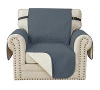 YSTELLAA Housse de Canape 1 Place avec Accoudoirs, Bleu Gris | Housse Canape Antidérapante Avec Poches, Protège Canapé Universelle, Épaissie, Protection Chat Chiens Griffures